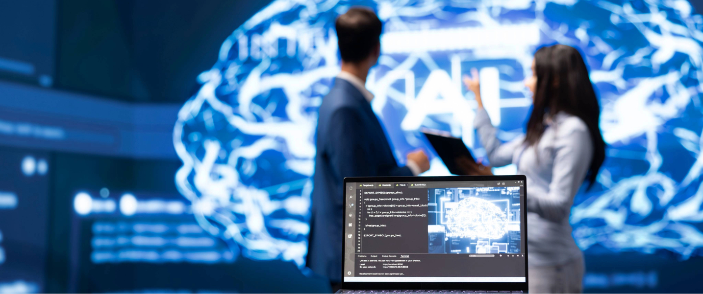 Two accountants learning the uses of AI in management accounting