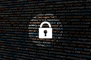 A security padlock on list of codes