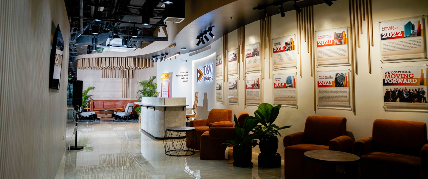 The reception area of a specialized finance and accounting outsourcing company in the Philippines.