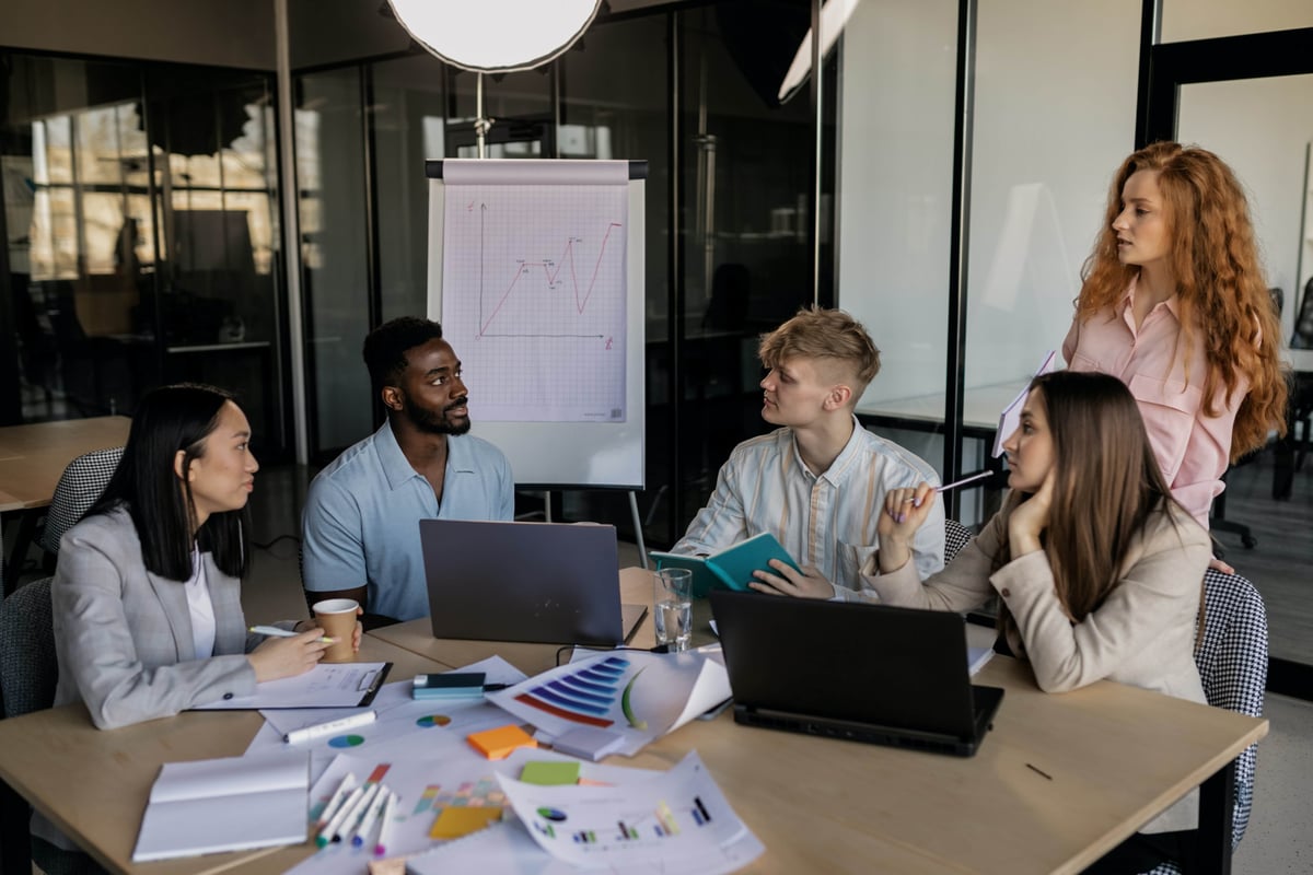 a meeting between accounting professionals to identify KPIs in accounting. 
