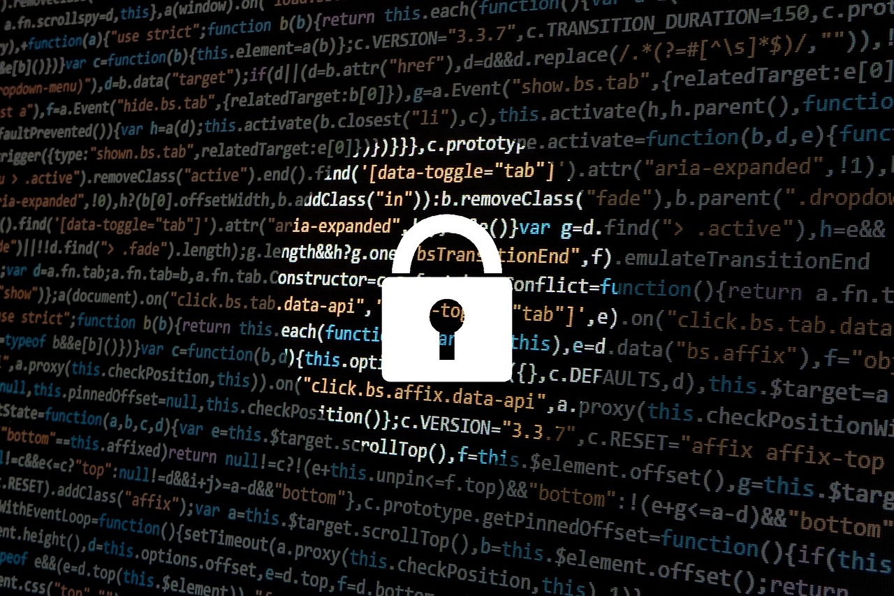 A security padlock on list of codes