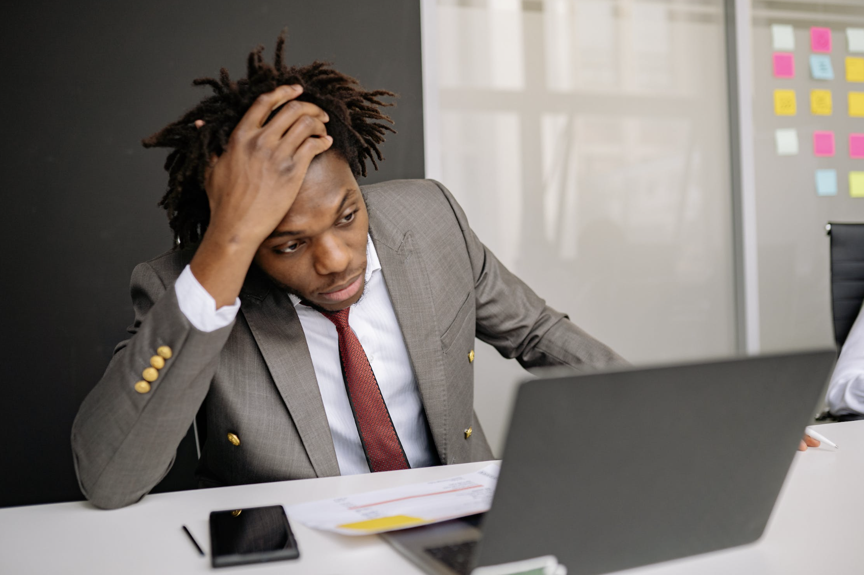 A man worrying about his company's finances