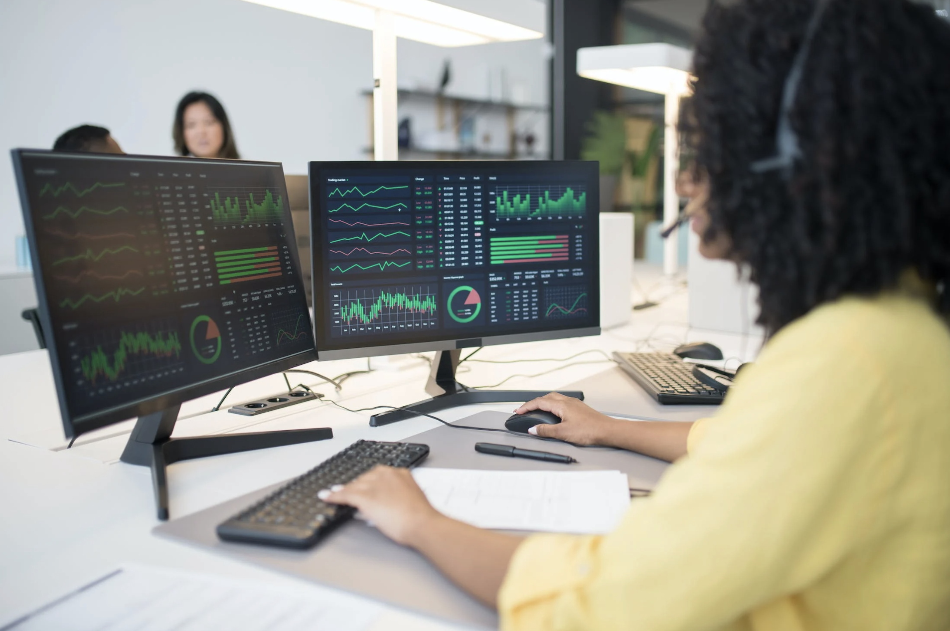 An accountant studying the different technologies uses in the accounting industry